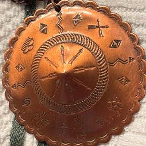 Bell Trading Post Native American Copper Pendant Necklace Domed Sun Disk